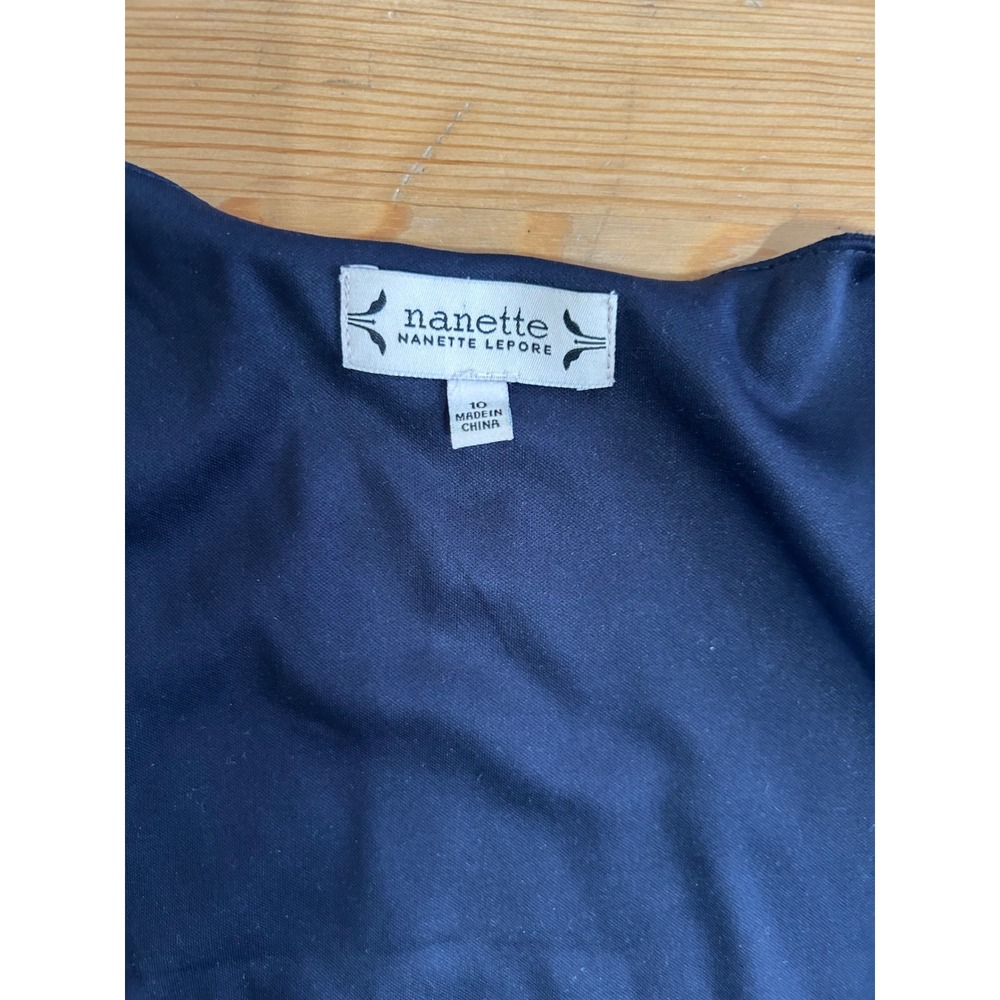 Nanette Lepore Navy Blue Button Front Midi Dress Sleeveless V-Neck Size 10 Clhic - Picture 4 of 8